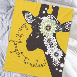 Relax - Yellow Funky Funny Giraffe Fleecedecke