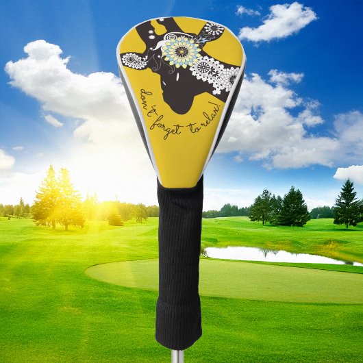 Relax - Yellow Funky Funny Giraffe Golf Headcover