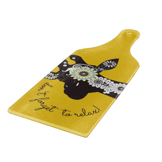 Relax - Yellow Funky Funny Giraffe Schneidebrett (Ecke)