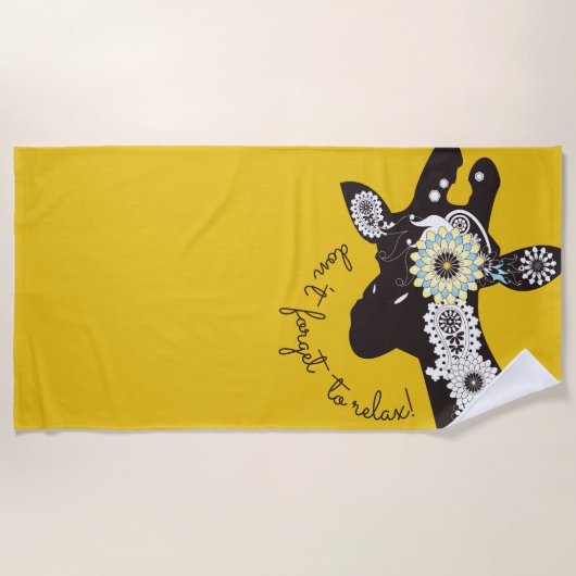 Relax - Yellow Funky Funny Giraffe Strandtuch (Vorderseite)