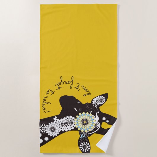 Relax - Yellow Funky Funny Giraffe Strandtuch (Vorderseite)
