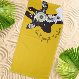 Relax - Yellow Funky Funny Giraffe Strandtuch