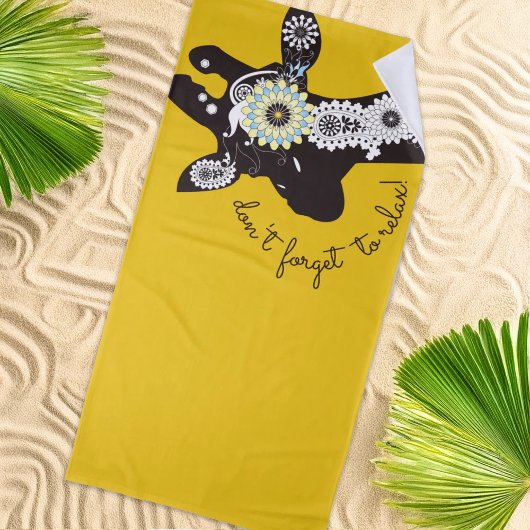Relax - Yellow Funky Funny Giraffe Strandtuch