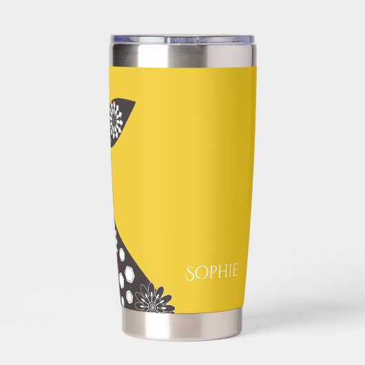 Relax - Yellow Funky Funny Giraffe Thermobecher (Rückseite)