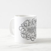 "Relax your Face"- Schwarz-Weiß-Winkeldesign Kaffeetasse (Vorderseite Links)