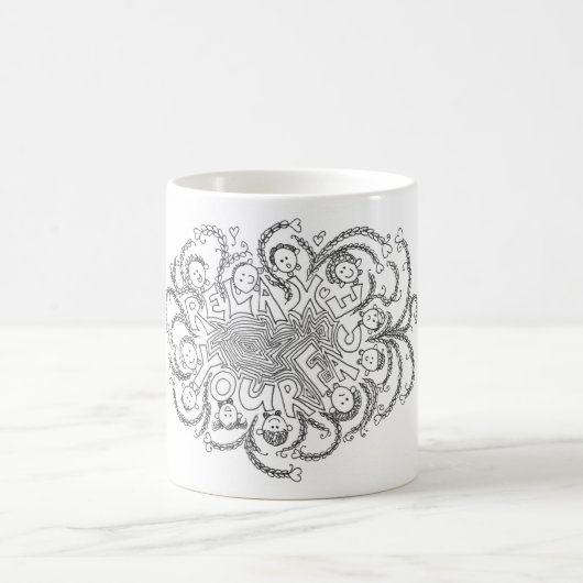 "Relax your Face"- Schwarz-Weiß-Winkeldesign Kaffeetasse (Mittel)