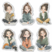 Relaxed Chibi Girl Stickers  Aufkleber (Vorderseite)