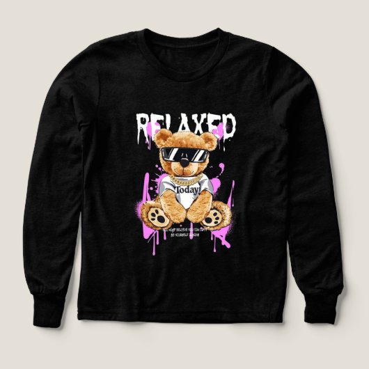 "RELAXED" Streetwear Bear Long-Sleeve T-Shirt (Design Vorderseite)