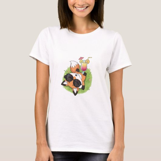 Relaxed Summer Fox Wearing Sunglasses T-Shirt (Vorderseite)