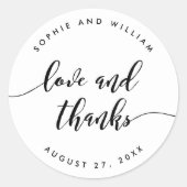Relaxen Sie die Script-Liebe und die Danksagung Runder Aufkleber (Vorderseite)