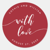 Relaxen Sie Skript mit Liebe bearbeitbarer Farbhoc Runder Aufkleber (Vorderseite)