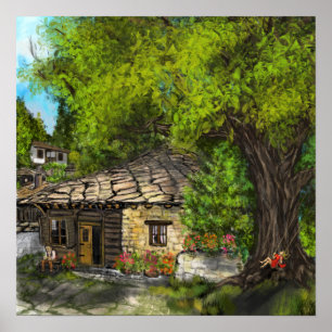 Relaxen Village Family Poster Print Painting