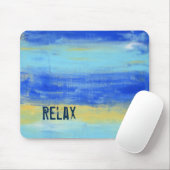 Relaxing Beach Blue Yellow Abstract Art Mousepad (Mit Mouse)