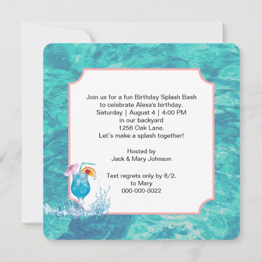 Relaxing Flamingo Floating On a Pool Mattress Einladung (Rückseite)