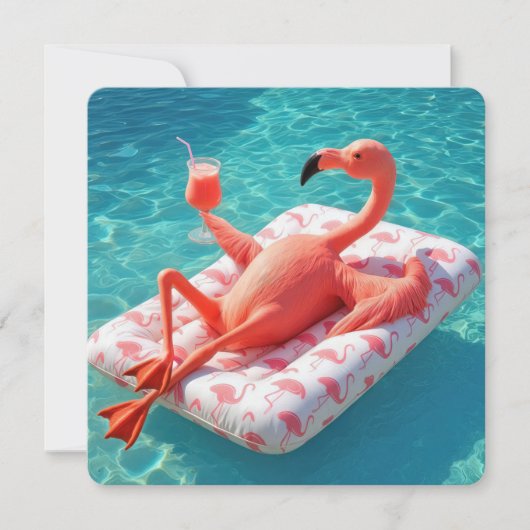 Relaxing Flamingo Floating On a Pool Mattress Einladung (Vorderseite)