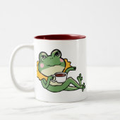 Relaxing Green Frog Tea Lover Shirt - Unique Desig Zweifarbige Tasse (Links)