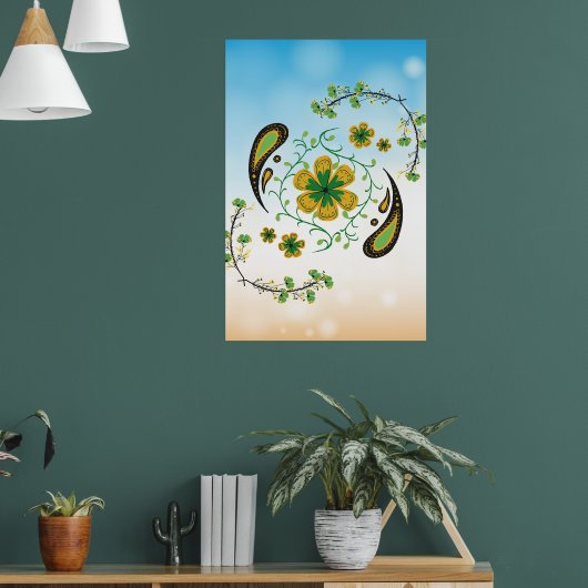 Relaxing Green Yellow Floral Poster (Wohnzimmer 1)