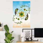 Relaxing Green Yellow Floral Poster (Heimbüro)