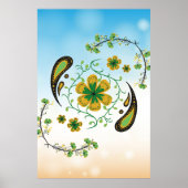 Relaxing Green Yellow Floral Poster (Vorne)