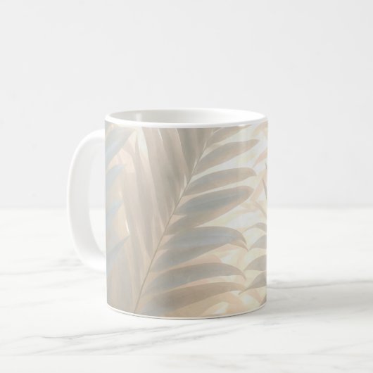 Relaxing tropical watercolor, white palm leaves kaffeetasse (Vorderseite Links)