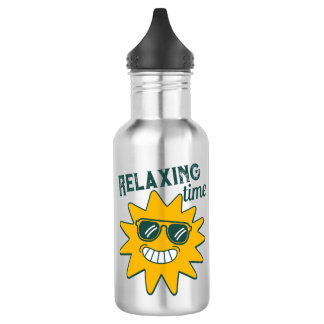 RELAXING Zeit lächelnd Sonne mit Sonnenbrille Edelstahlflasche