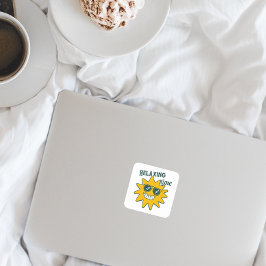 RELAXING Zeit lächelnd Sonne mit Sonnenbrille Quadratischer Aufkleber