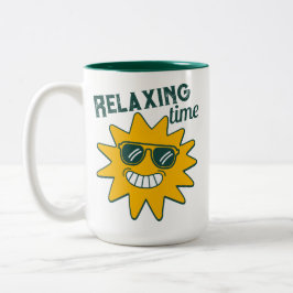 RELAXING Zeit lächelnd Sonne mit Sonnenbrille Zweifarbige Tasse