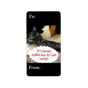 Relaxte Katze toleriert Hundeschriften von RoseWri Adressaufkleber