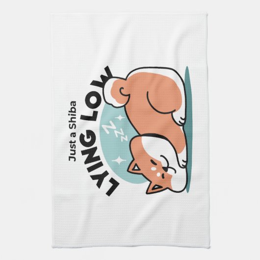 Relaxte Shiba Inu Art: Nur eine Shiba, die niedrig Geschirrtuch (Vertikal)