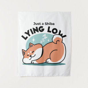Relaxte Shiba Inu Art: Nur eine Shiba, die niedrig Wandteppich