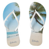 Relaxter Calm Beach Scene Palm Tree Flip Flops Badesandalen (Fußbett)