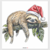 Relaxter Faultier mit einem Weihnachtshut 1 Aufkleber (Blatt)
