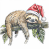 Relaxter Faultier mit einem Weihnachtshut 1 Aufkleber (Vorderseite)