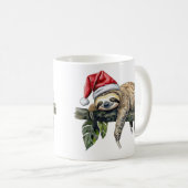 Relaxter Faultier mit einem Weihnachtshut 1 Kaffeetasse (VorderseiteRechts)