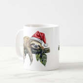 Relaxter Faultier mit einem Weihnachtshut 1 Kaffeetasse (Vorderseite Links)