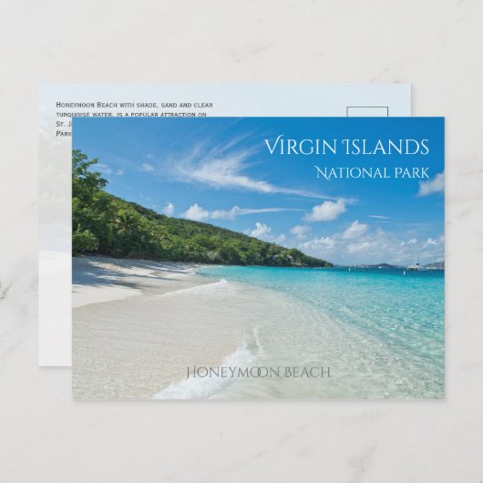 Relaxter Honeymoon Beach, Jungfrau Islands NP Postkarte (Vorne/Hinten)