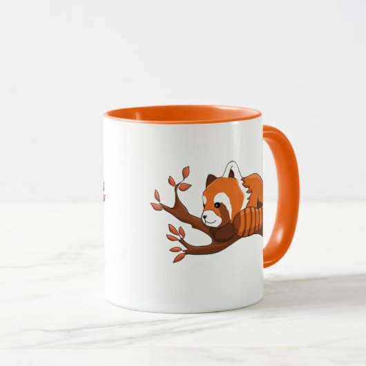 Relaxter orange-weißer Panda Tasse (VorderseiteRechts)