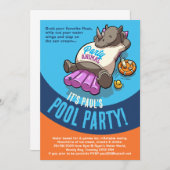 Relaxter Rhino auf aufblasbarem Pool Party Cartoon Einladung (Vorne/Hinten)