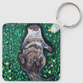 Relaxter River Otter Painting Schlüsselanhänger (Rückseite)