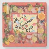 "Relaxzone der Mama" Marmorsteinstein Untersetzer (Vorderseite)