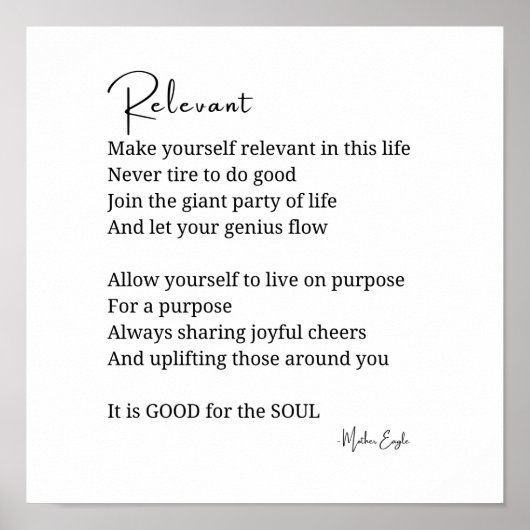 Relevante Förderung Inspiration Gedicht Poster (Vorne)