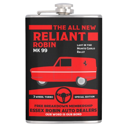 Reliant Robin Car Flachmann (Vorderseite)