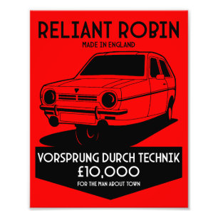 Reliant Robin Three Wheel Car Fotodruck