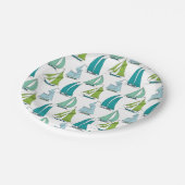 Relief boats On The Water Pattern Pappteller (Schrägansicht)