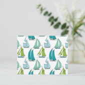 Relief boats On The Water Pattern Postkarte (Stehend Vorderseite)