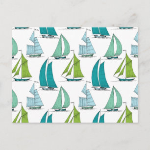 Relief boats On The Water Pattern Postkarte