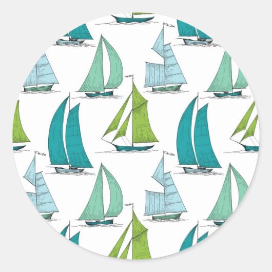 Relief boats On The Water Pattern Runder Aufkleber (Vorderseite)