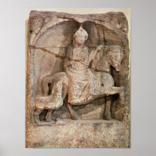Relief, das Epona darstellt, gallische Göttin Poster