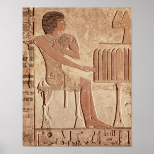 Relief depicting the deceased seated poster