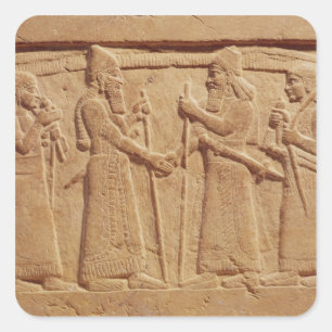 Relief zur Darstellung von König Shalmaneser III Quadratischer Aufkleber